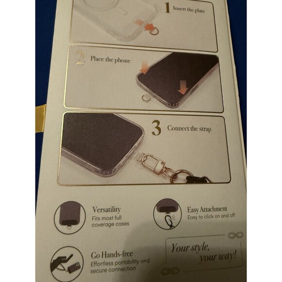 Artikl Wristlet Phone Strap White 11.8" Gold Compatible W/all The Smartphones - Picture 8 of 8